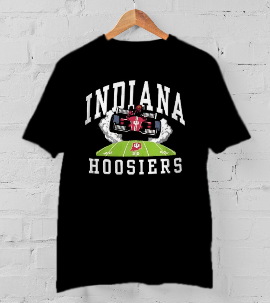 Indiana Hoosiers Race Car On Football Field NCAA Bison T-Shirt