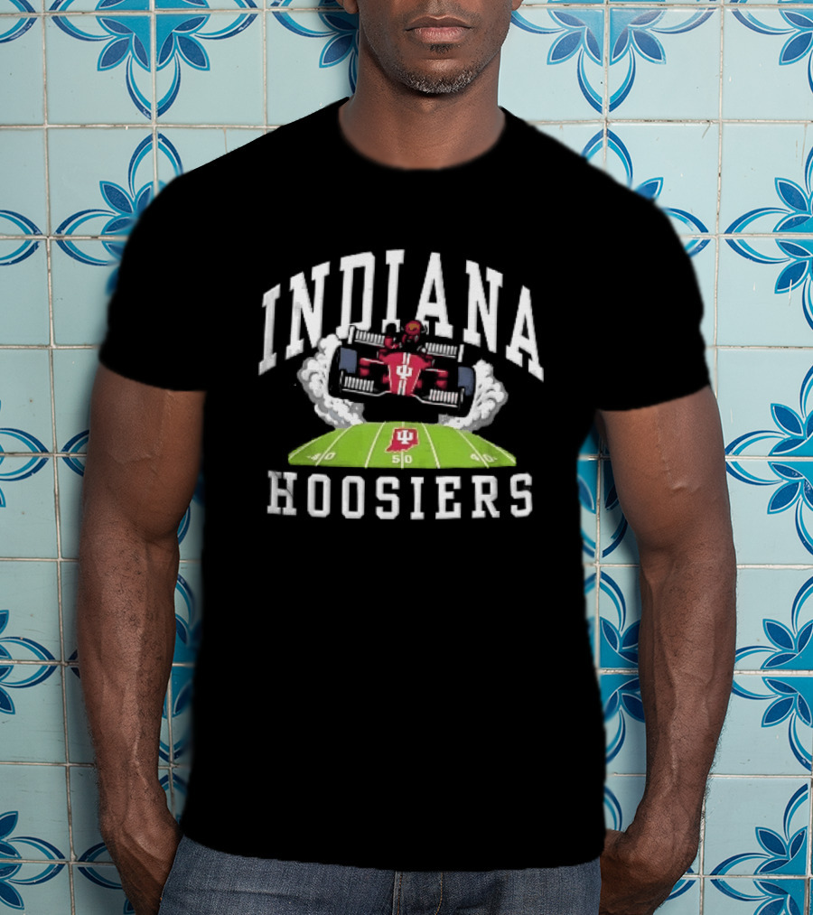 Indiana Hoosiers Race Car On Football Field NCAA Bison T-Shirt