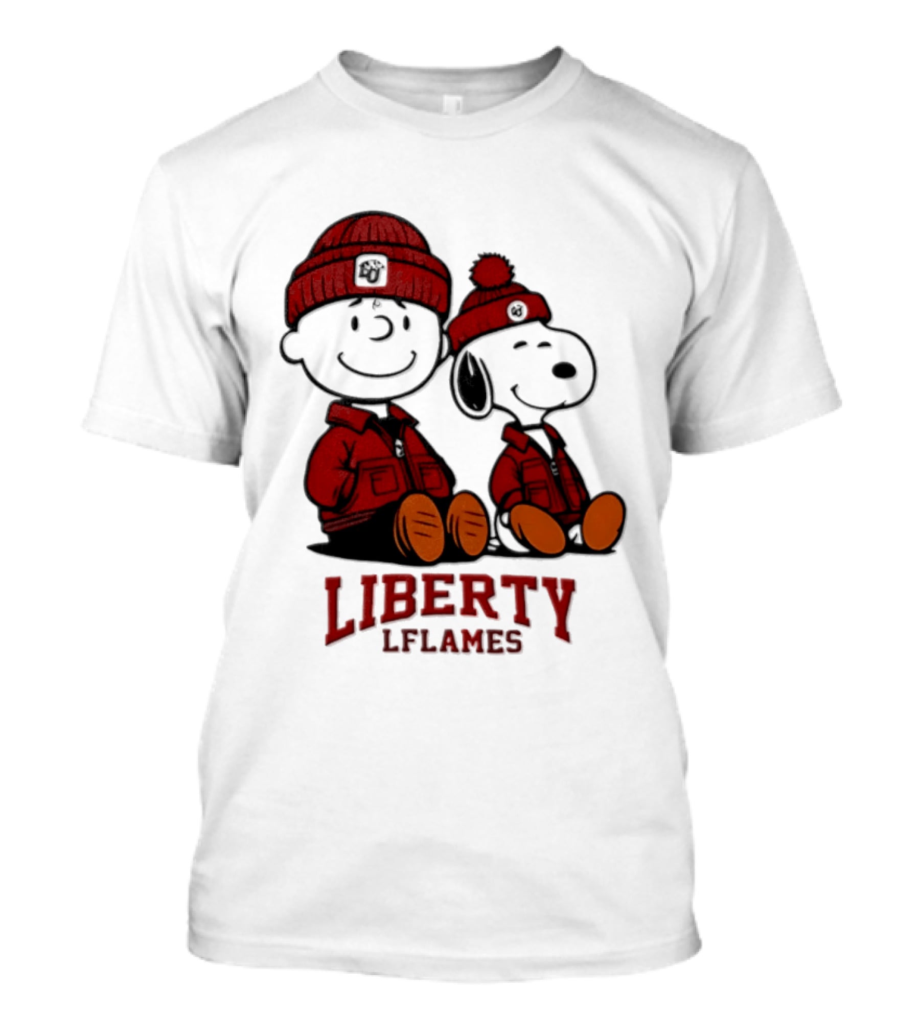Charlie Brown Snoopy Liberty Flames NCAA Football 2026 Peanuts Collaboration T-Shirt