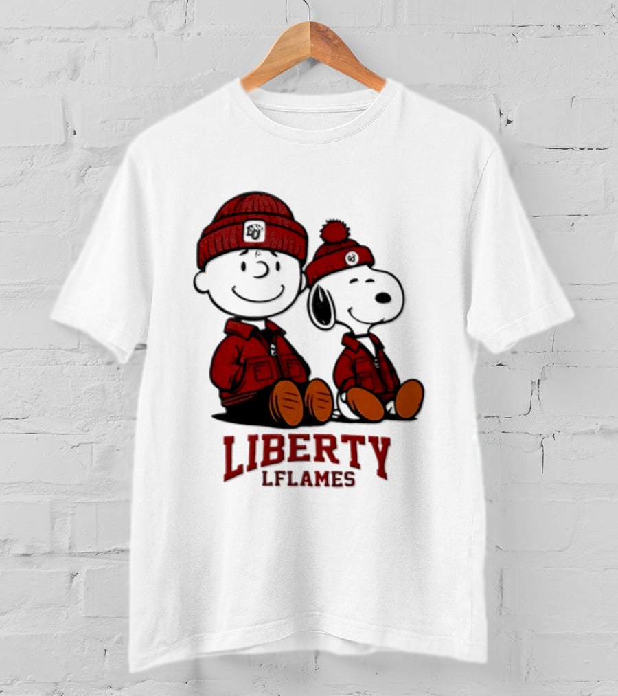 Charlie Brown Snoopy Liberty Flames NCAA Football 2026 Peanuts Collaboration T-Shirt