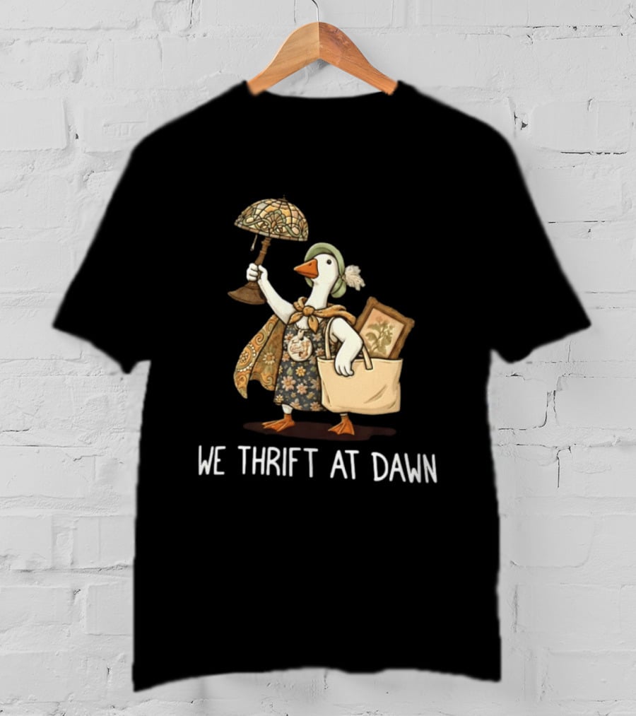 We Thrift At Dawn Vintage Goose With Lamp And Bag T-Shirt