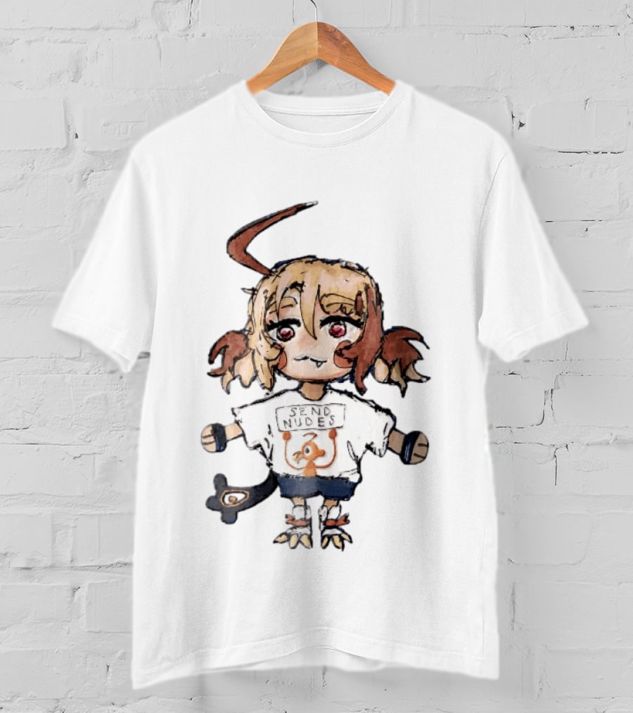 Send Nudes Chibi Anime Orange Creature Sketch T-Shirt