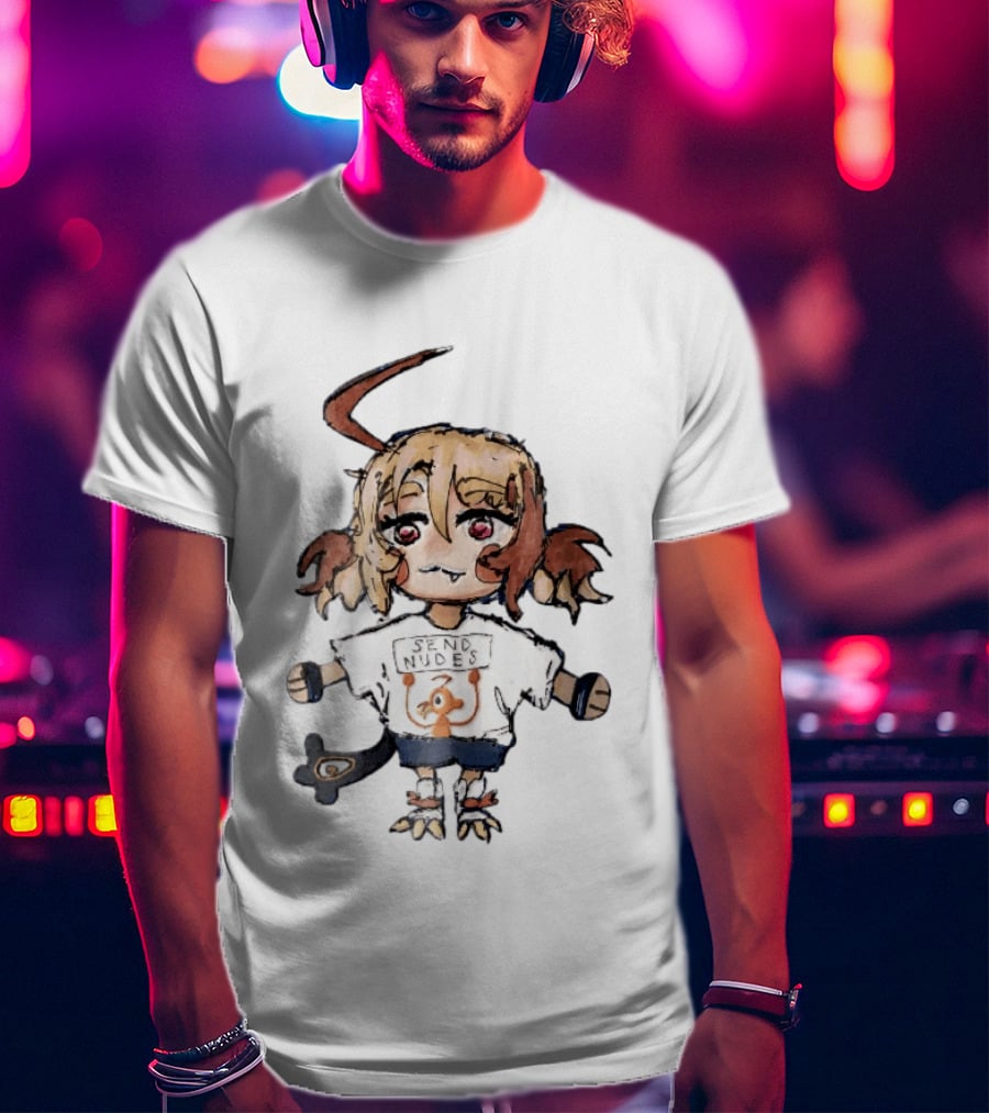 Send Nudes Chibi Anime Orange Creature Sketch T-Shirt