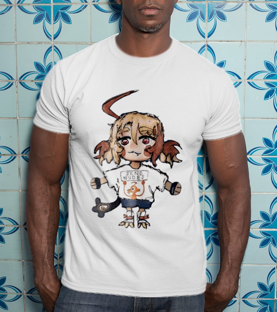 Send Nudes Chibi Anime Orange Creature Sketch T-Shirt