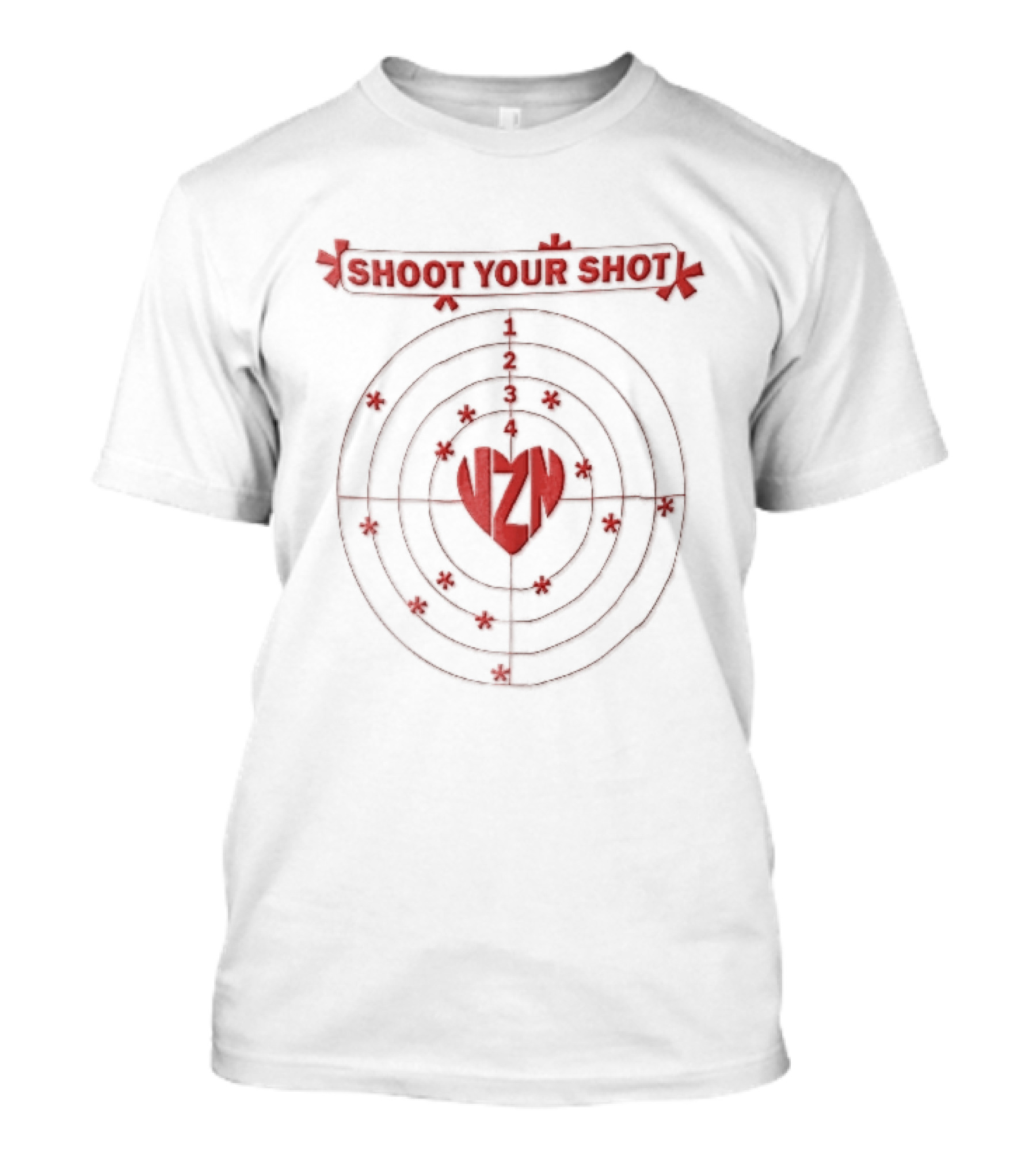 Shoot Your Shot Red Heart Concentric Target Board Vzn Asterisk Impacts T-Shirt