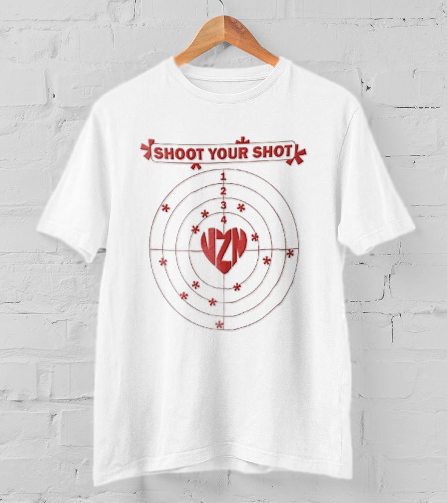 Shoot Your Shot Red Heart Concentric Target Board Vzn Asterisk Impacts T-Shirt
