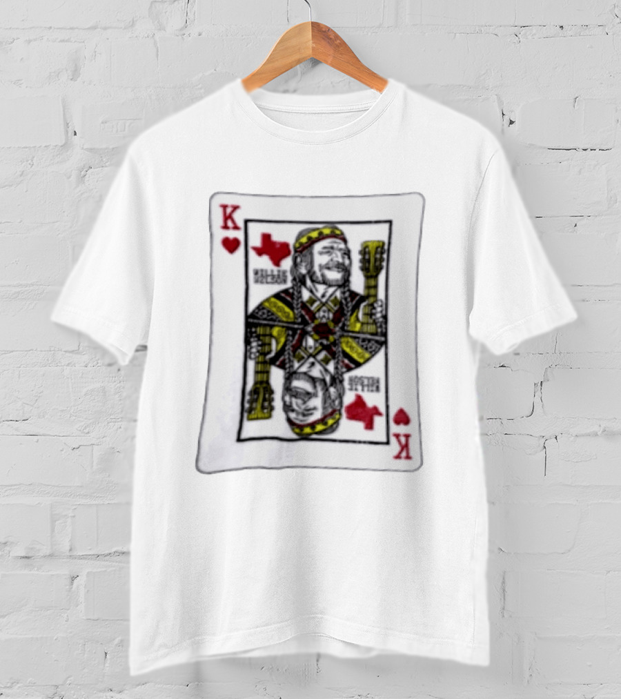 King Of Hearts Willie Nelson Texas Playing Card T-Shirt