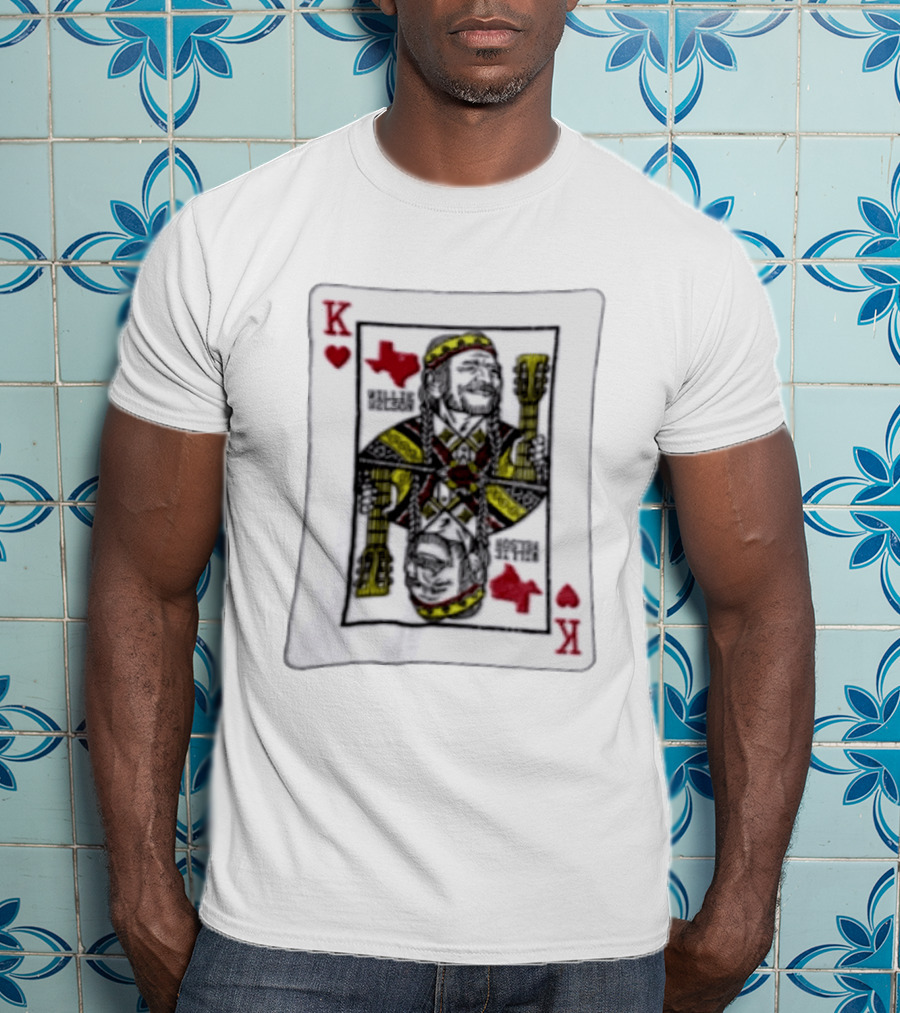 King Of Hearts Willie Nelson Texas Playing Card T-Shirt