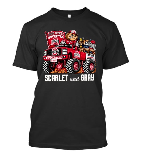 Ohio State Buckeyes 2026 Scarlet And Gray Monster Truck Rivalry Football T-Shirt