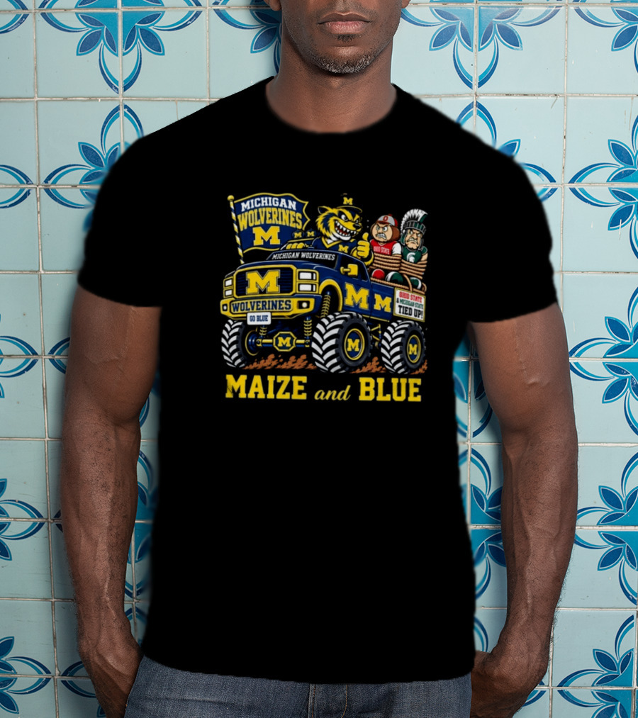 Michigan Wolverines Maize And Blue 2026 Ohio State And Michigan State Tied Up T-Shirt