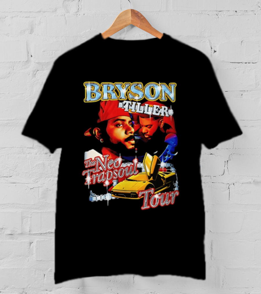 Bryson Tiller The Neo Trapsoul Tour 3D Graffiti Style Art With Yellow Car T-Shirt