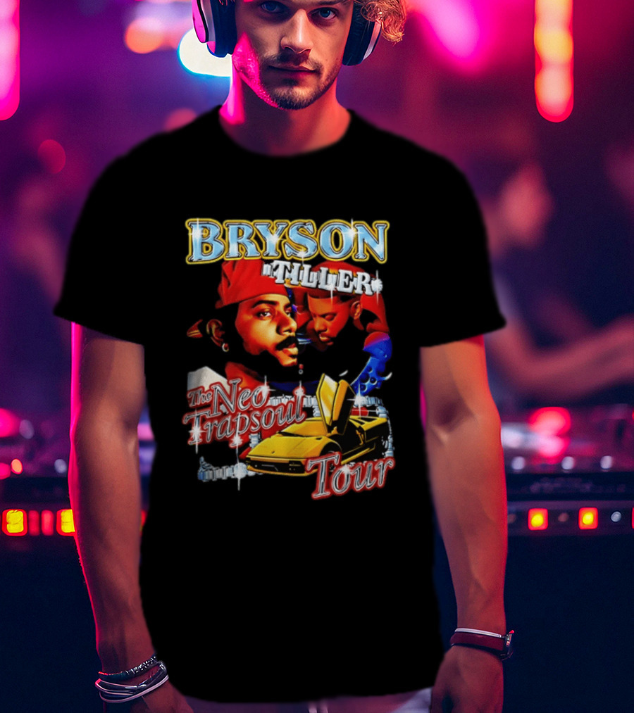 Bryson Tiller The Neo Trapsoul Tour 3D Graffiti Style Art With Yellow Car T-Shirt