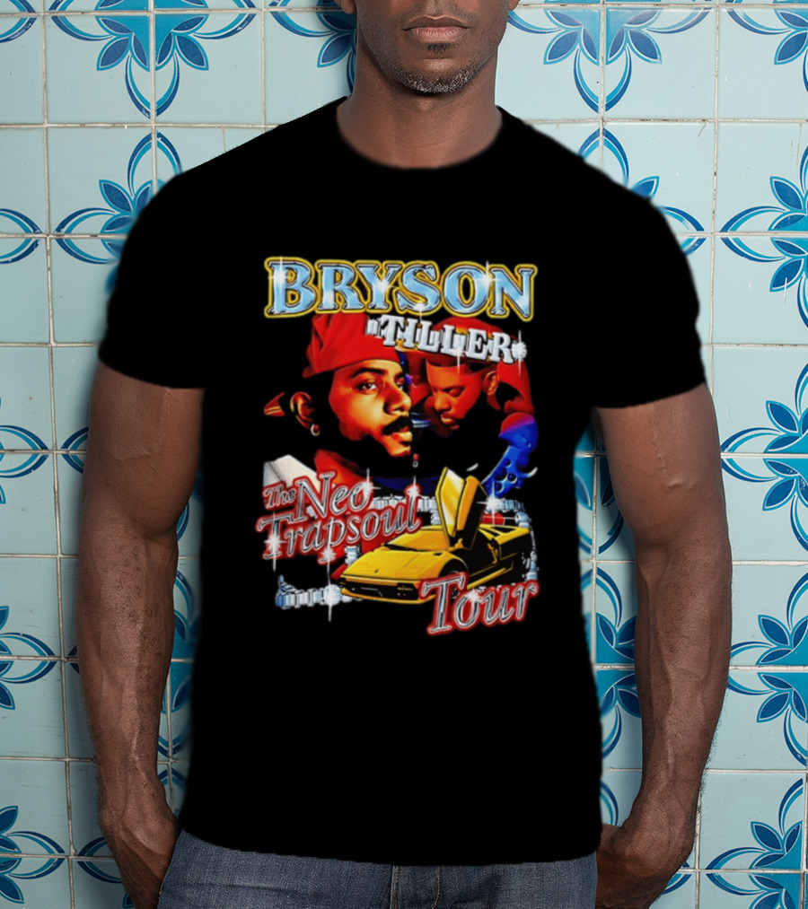 Bryson Tiller The Neo Trapsoul Tour 3D Graffiti Style Art With Yellow Car T-Shirt