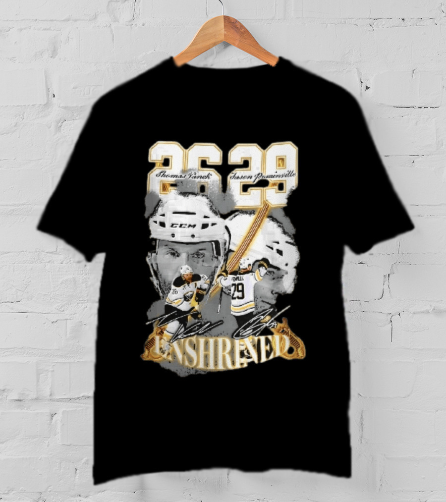 Thomas Vanek Jason Pominville 2026 Player Photos 26 29 Enshrined Buffalo Sabres Crossed Swords T-Shirt