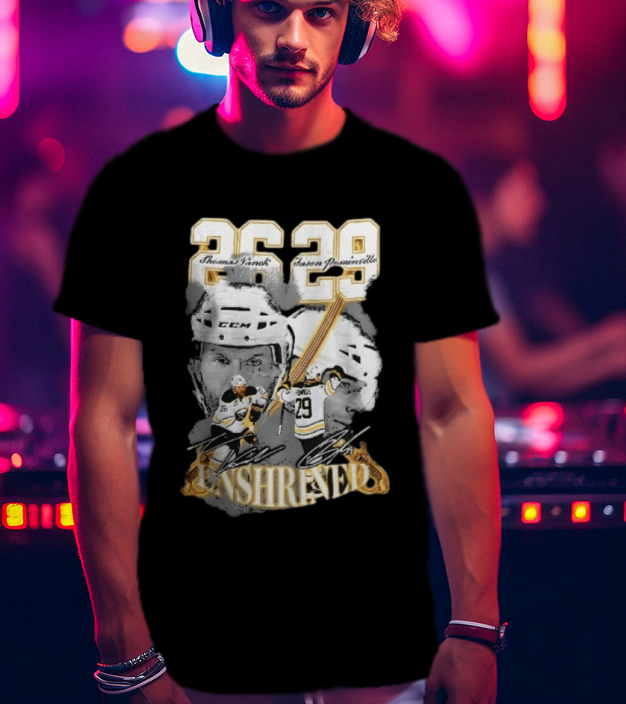 Thomas Vanek Jason Pominville 2026 Player Photos 26 29 Enshrined Buffalo Sabres Crossed Swords T-Shirt