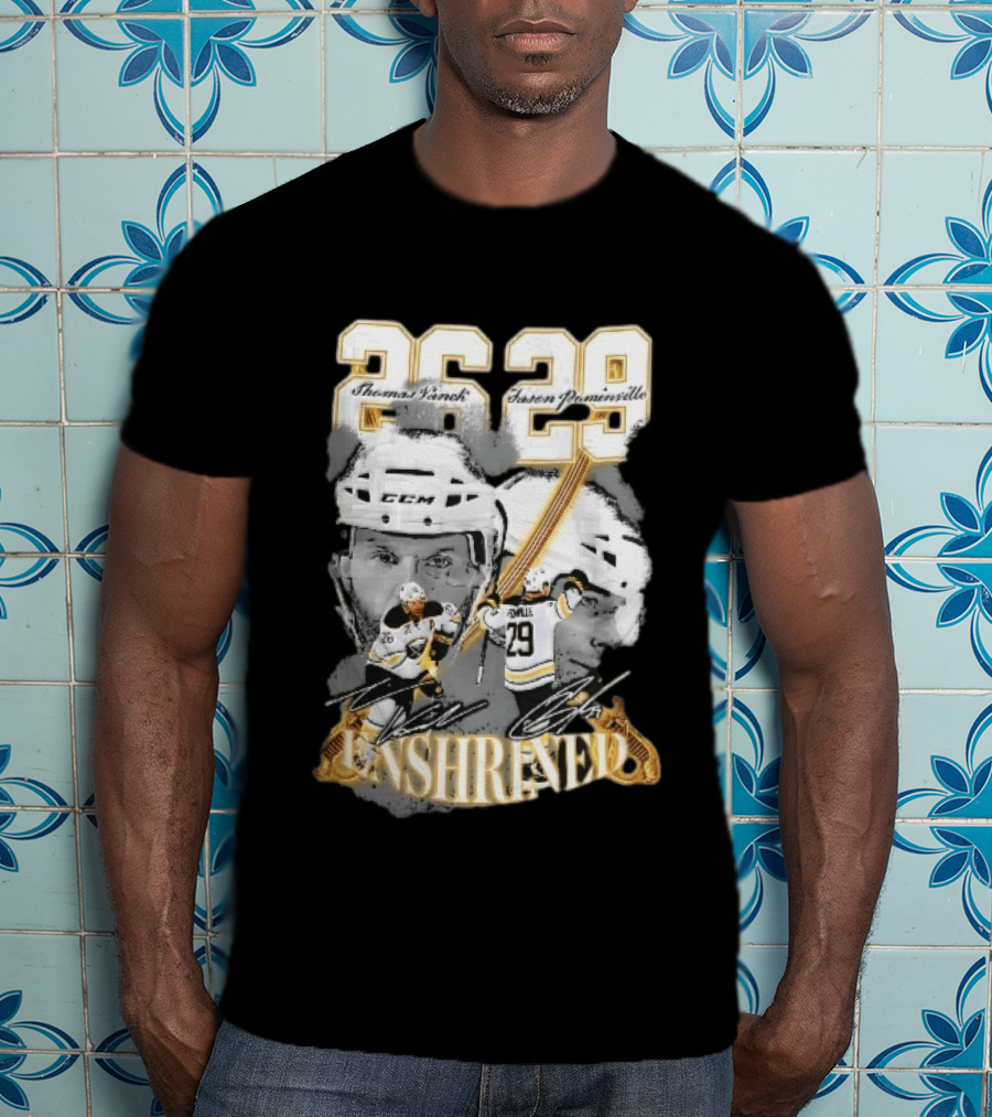 Thomas Vanek Jason Pominville 2026 Player Photos 26 29 Enshrined Buffalo Sabres Crossed Swords T-Shirt