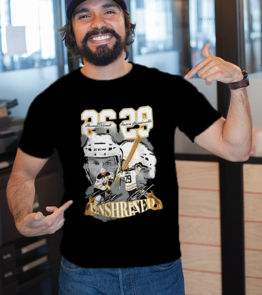 Thomas Vanek Jason Pominville 2026 Player Photos 26 29 Enshrined Buffalo Sabres Crossed Swords T-Shirt