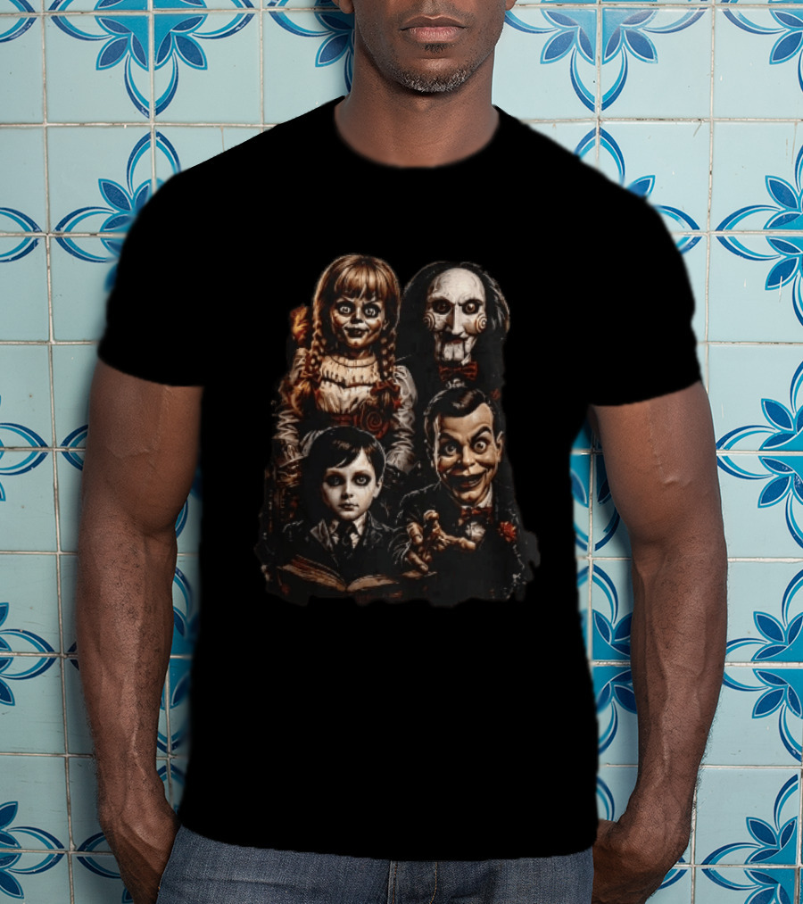 Creepy Horror Ventriloquist Dummies Annabelle Jigsaw Characters T-Shirt
