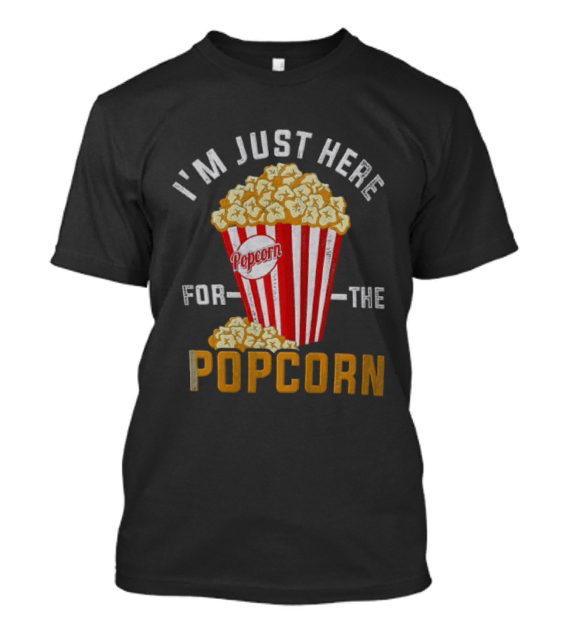 I'm Just Here For The Popcorn Red And White Striped Box T-Shirt