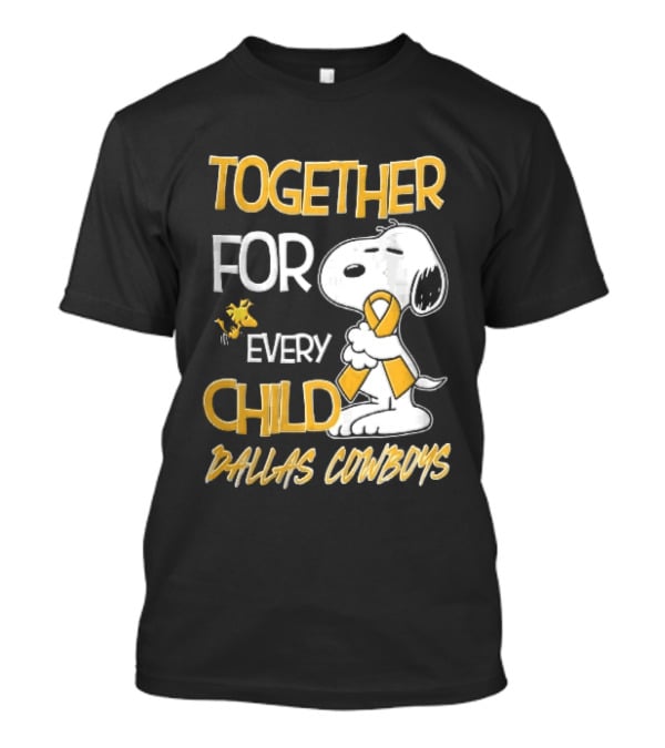 Dallas Cowboys Snoopy Woodstock Gold Ribbon Together For Every Child T-Shirt