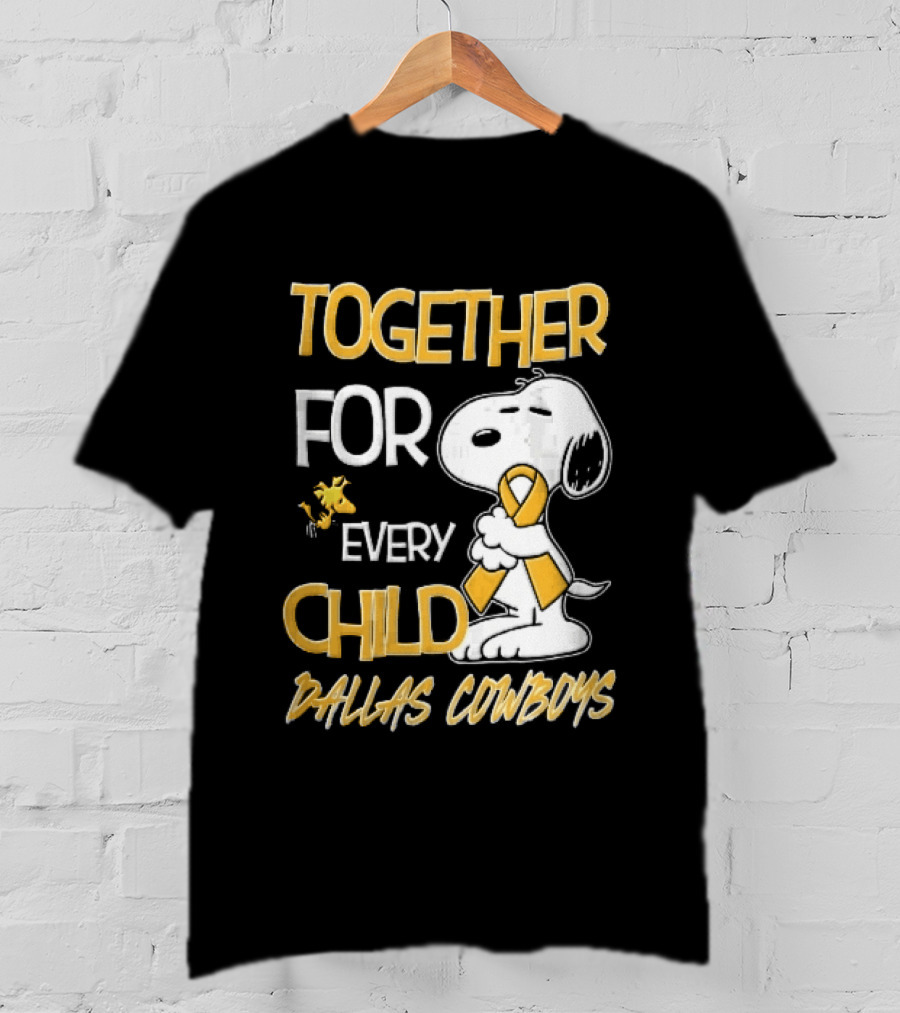 Dallas Cowboys Snoopy Woodstock Gold Ribbon Together For Every Child T-Shirt