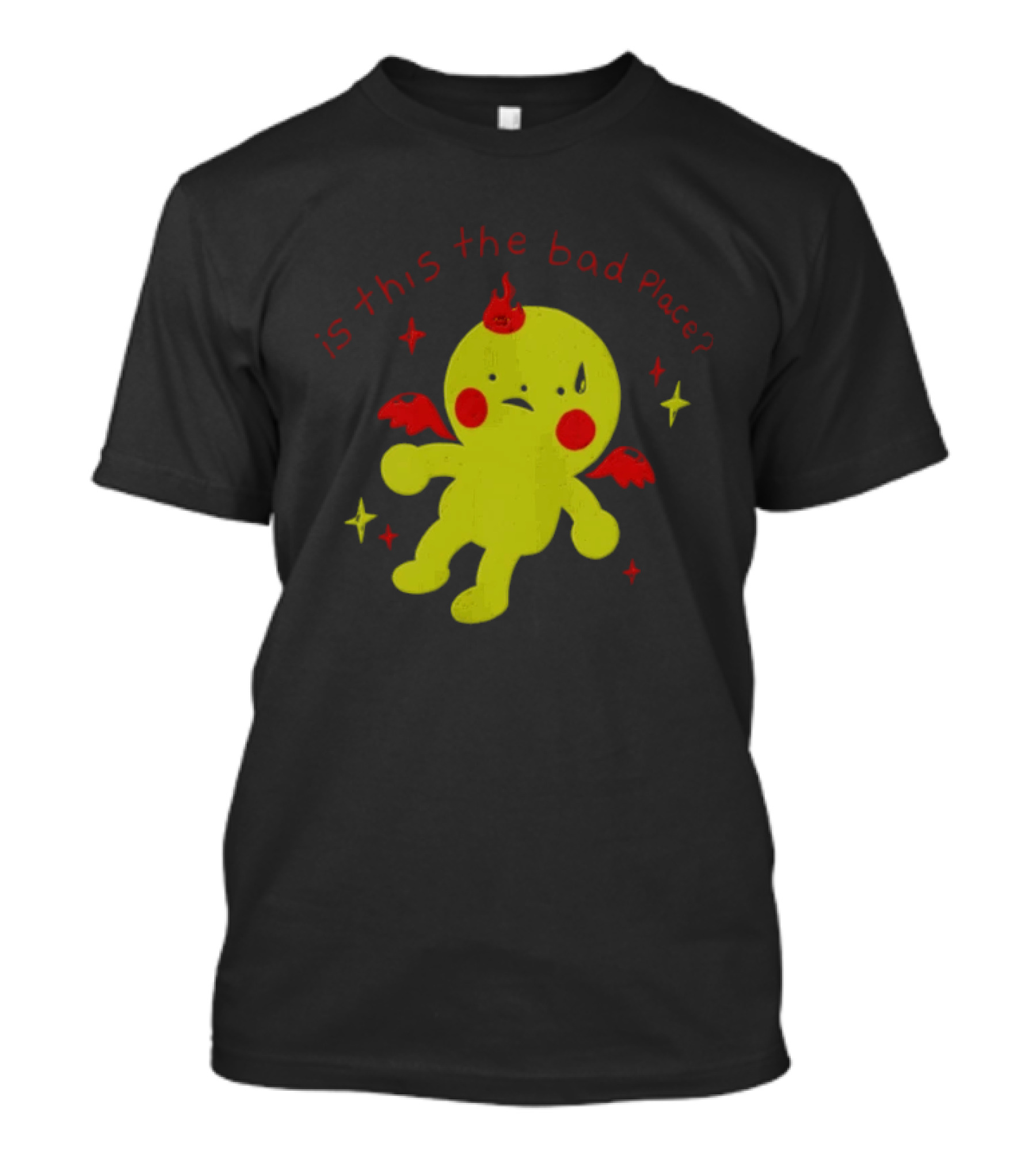 Is This The Bad Place Demon Creature Red Wings Yellow T-Shirt