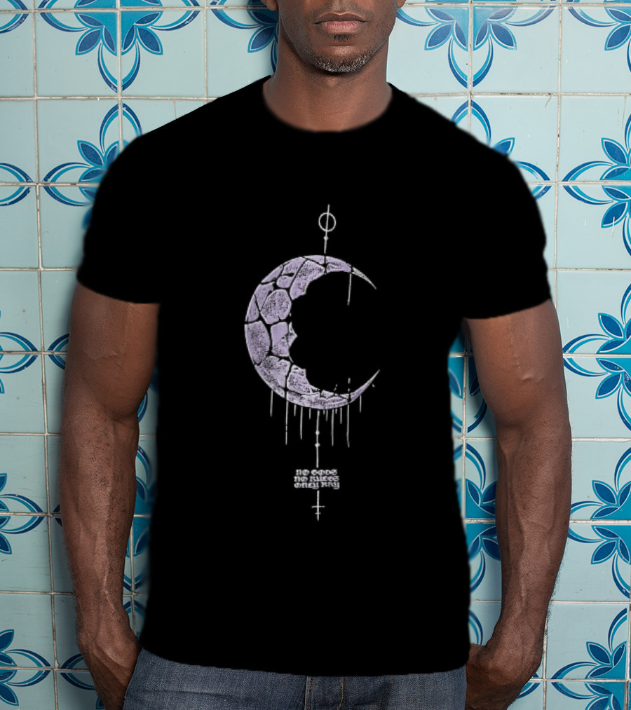 No Gods Rules Only Purple Cracked Crescent Moon T-Shirt