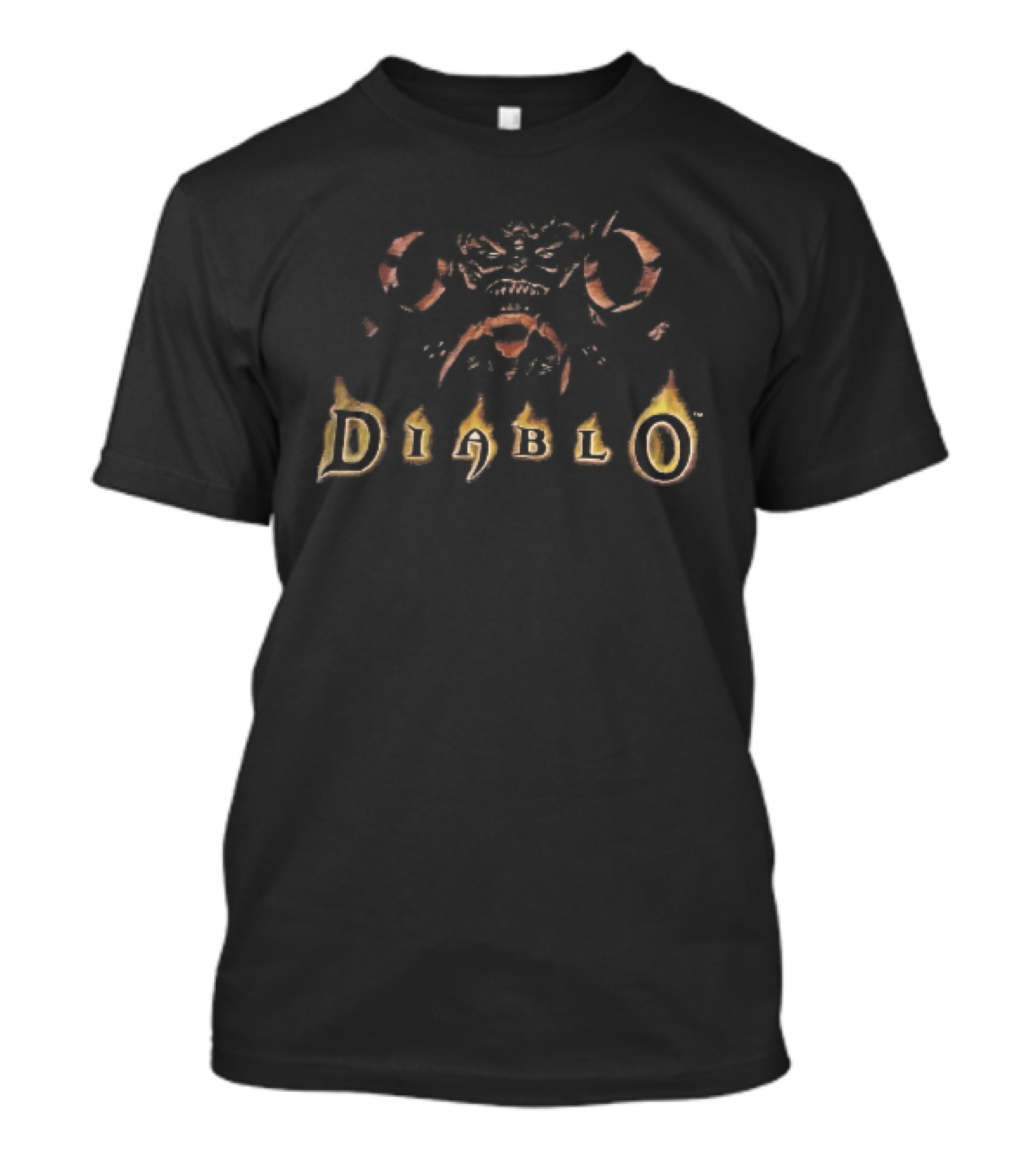 Diablo Distressed Crimson Flaming Demon Horned T-Shirt