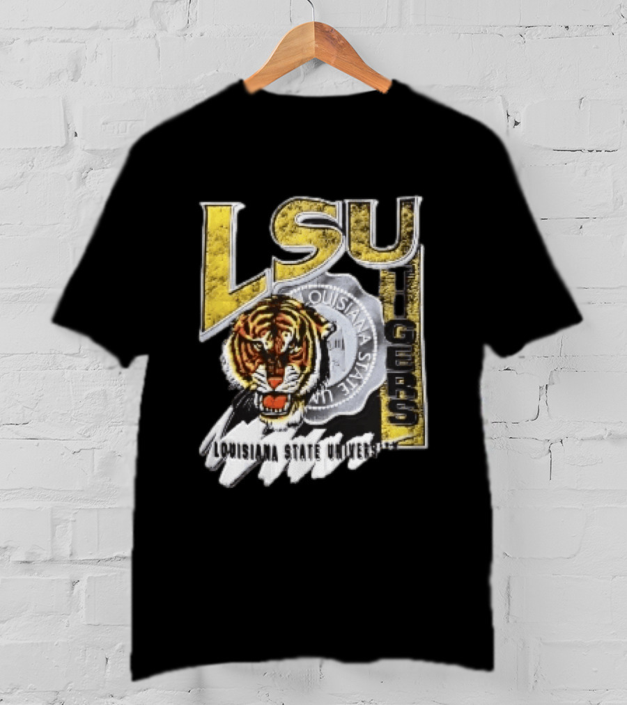 LSU Tigers Louisiana State University Tiger Head Seal Distressed T-Shirt