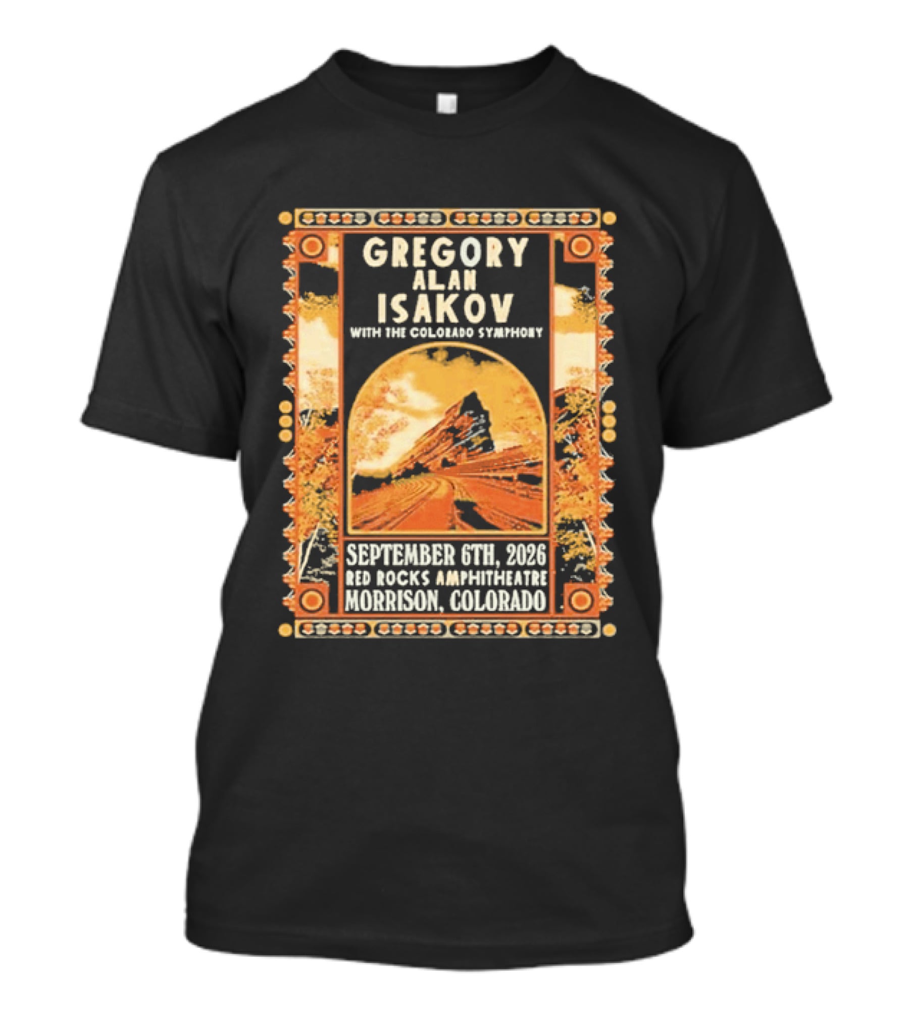 Gregory Alan Isakov With The Colorado Symphony Red Rocks Amphitheatre September 6th 2026 Morrison Colorado T-Shirt