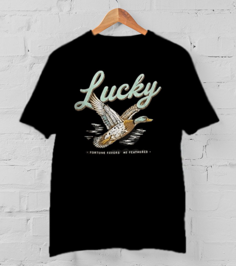 Lucky Fortune Favors The Feathered Flying Mallard Duck T-Shirt