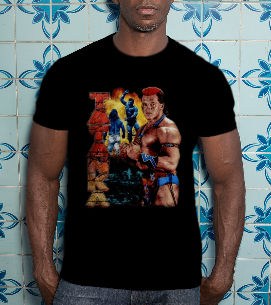 Tatanka Wrestling Legend Muscle Warrior Pose Action T-Shirt