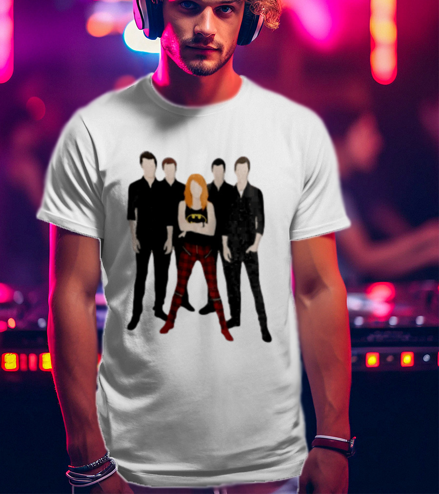 Vector Alternative Rock Band With Bat Symbol And Checkered Pants T-Shirt