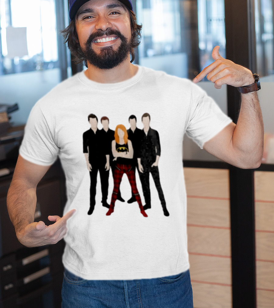 Vector Alternative Rock Band With Bat Symbol And Checkered Pants T-Shirt