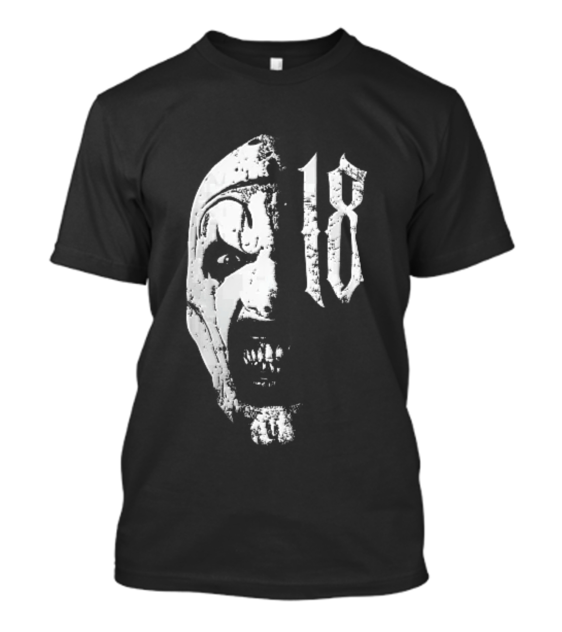 18 Terrifier Clown Distressed Half Face Screaming T-Shirt