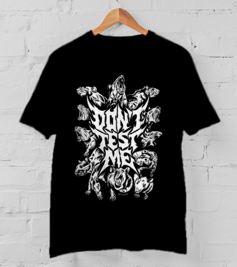 Anticarnist Don't Test Me Snarling Rats Metal Line Symmetrical T-Shirt