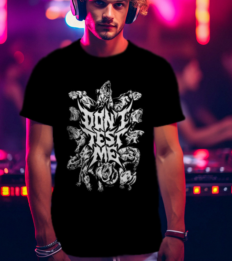 Anticarnist Don't Test Me Snarling Rats Metal Line Symmetrical T-Shirt