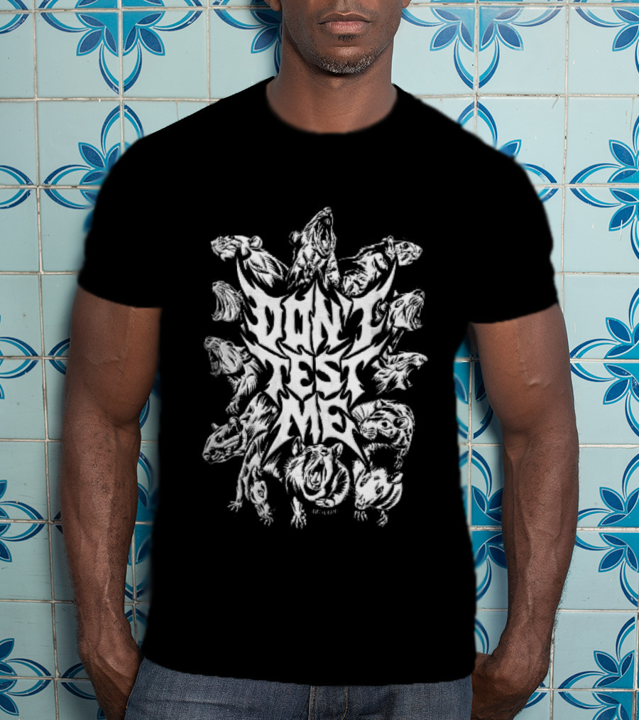 Anticarnist Don't Test Me Snarling Rats Metal Line Symmetrical T-Shirt