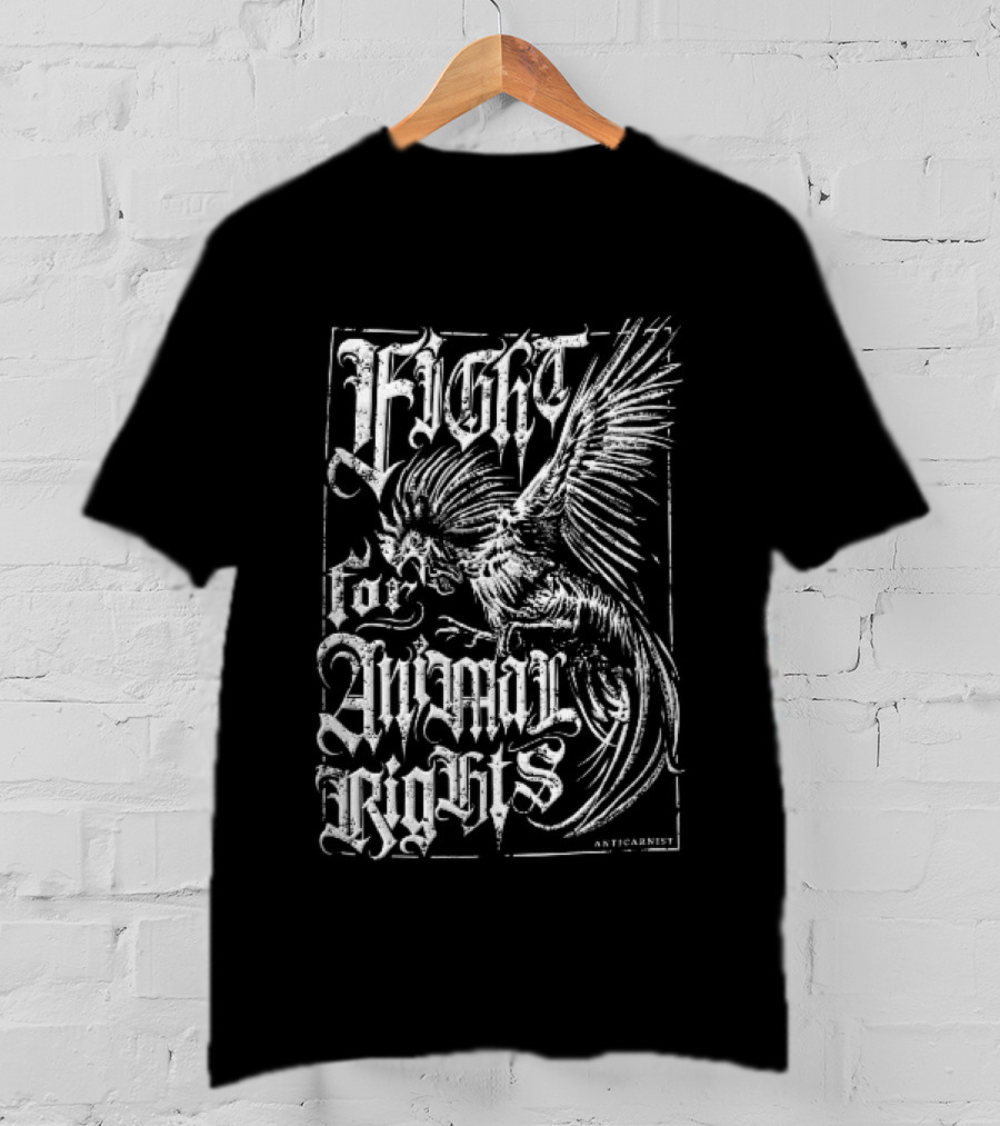 Anticarnist Fight For Animal Rights Aggressive Rooster Gothic T-Shirt