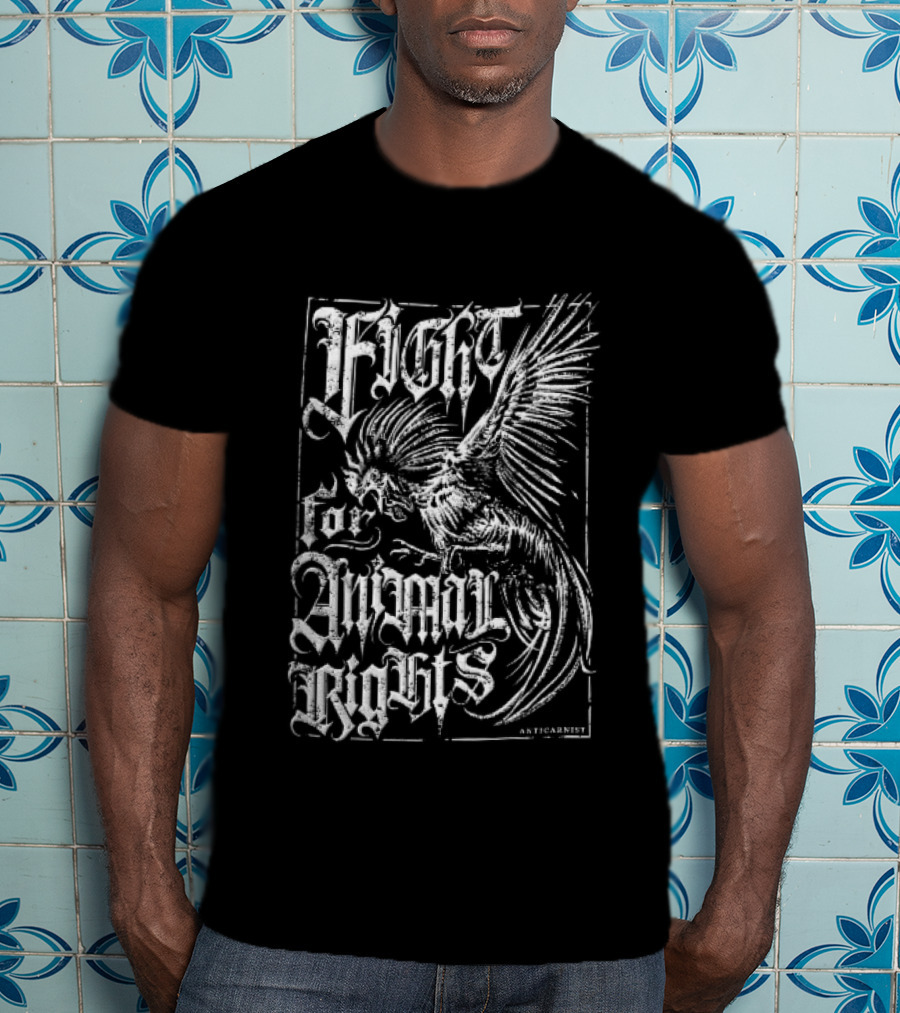 Anticarnist Fight For Animal Rights Aggressive Rooster Gothic T-Shirt