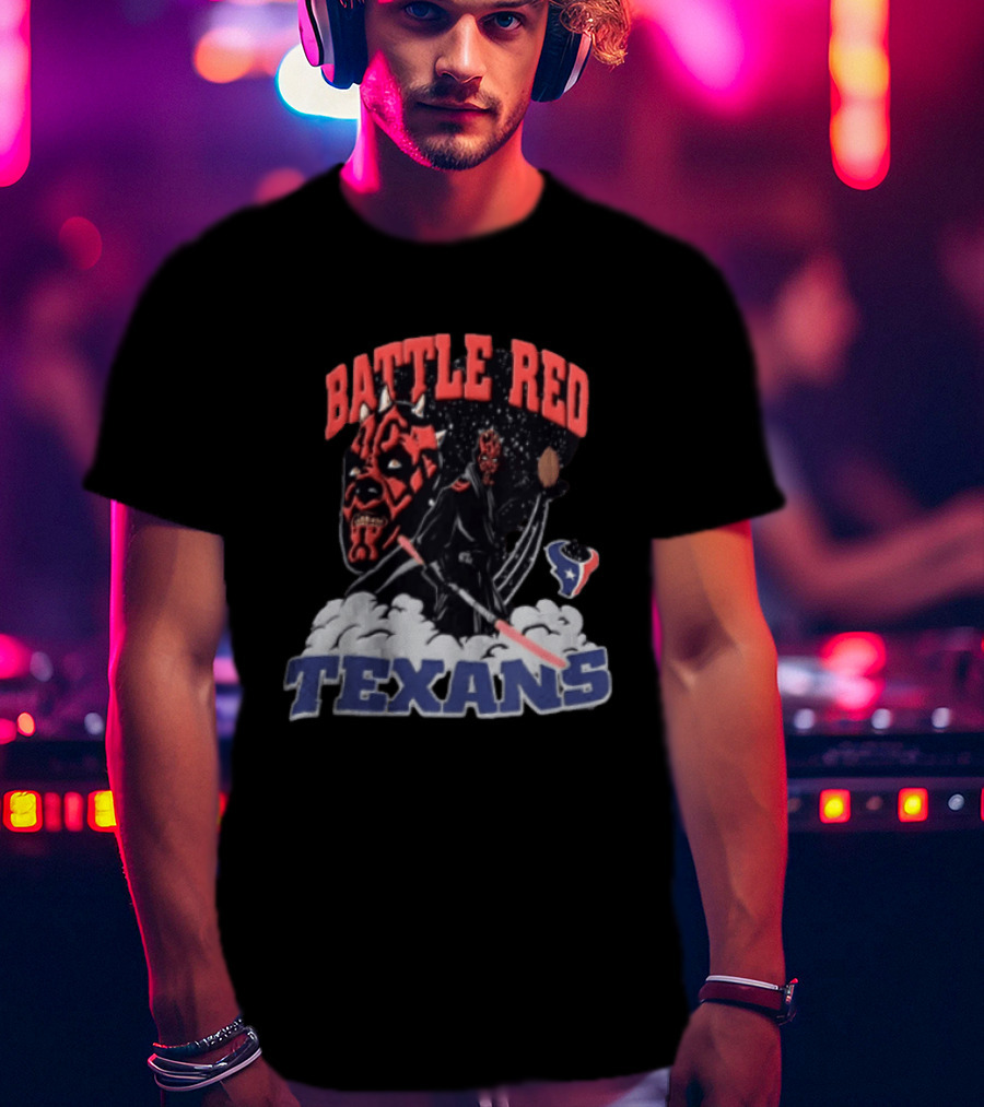 Battle Red Texans Football Star Wars Darth Maul NFL T-Shirt