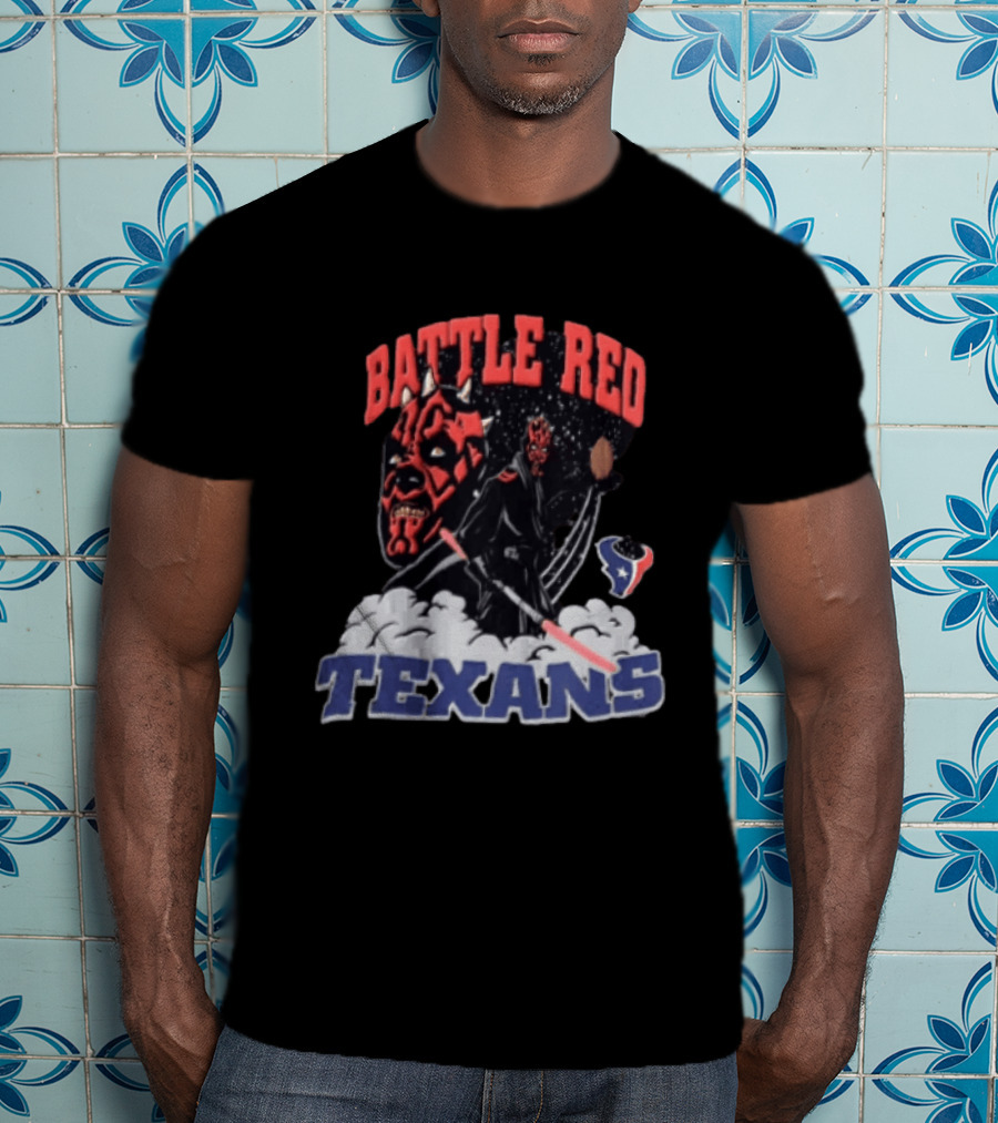 Battle Red Texans Football Star Wars Darth Maul NFL T-Shirt