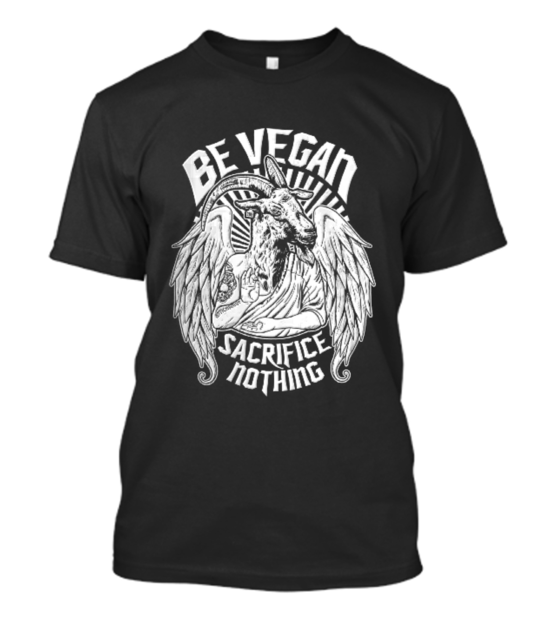 Be Vegan Sacrifice Nothing Anticarnist Winged Goat Third Eye Line T-Shirt