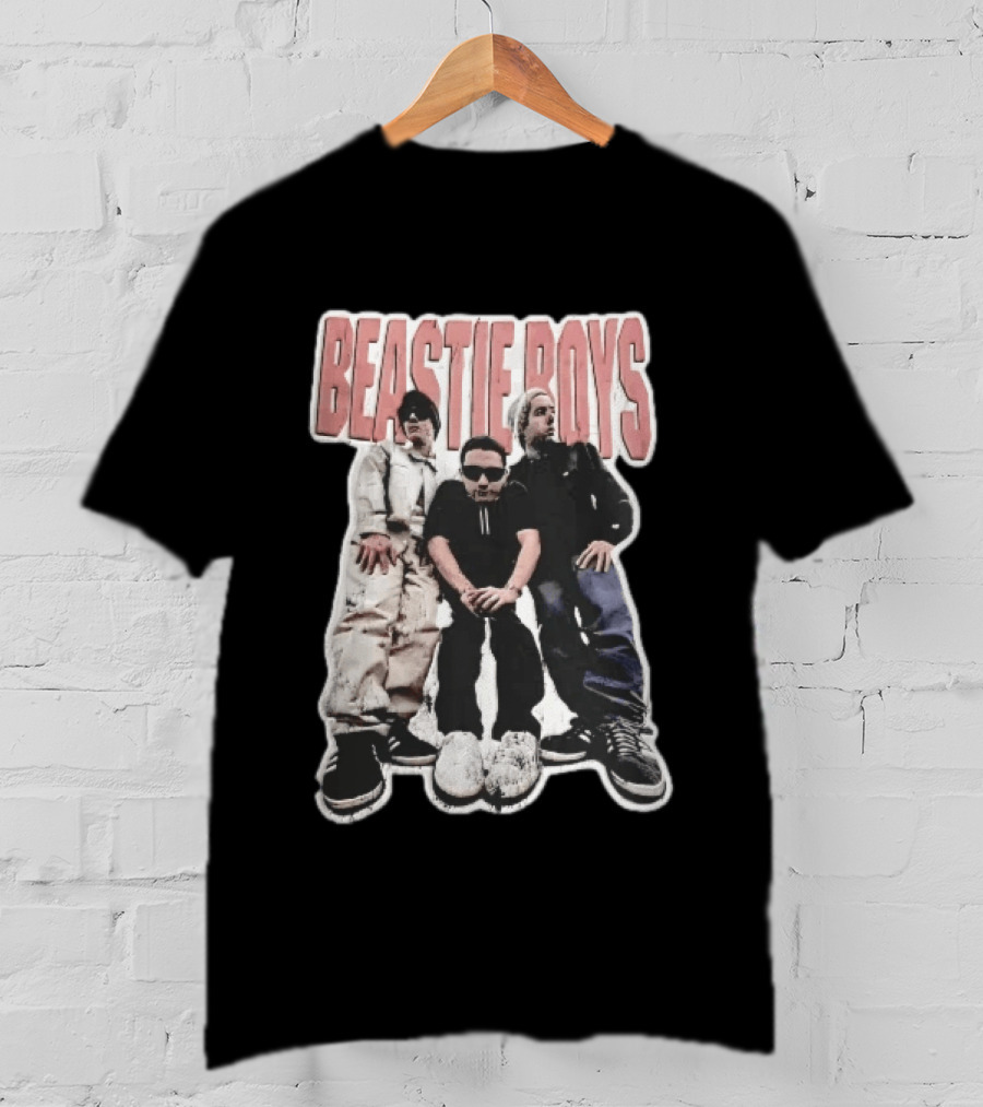 BEASTIE BOYS Three Band Members Group Photo Distressed Bootleg T-Shirt