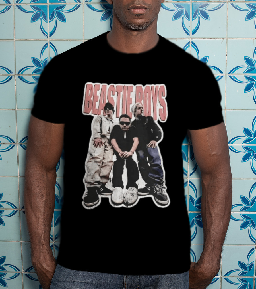 BEASTIE BOYS Three Band Members Group Photo Distressed Bootleg T-Shirt