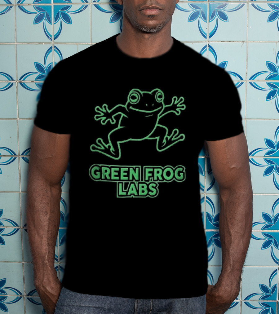Green Frog Labs Cartoon Sprawling Amphibian Line T-Shirt