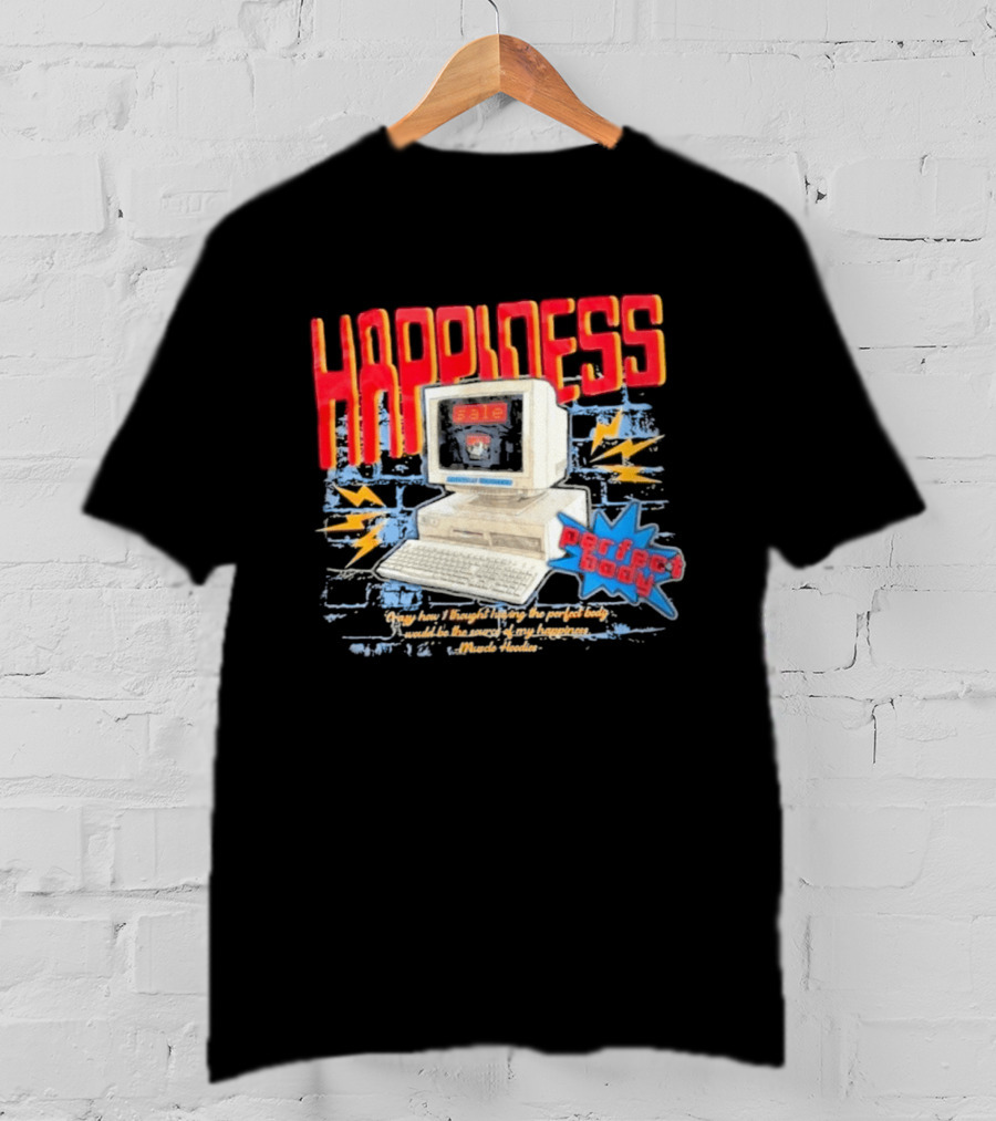 Happiness Perfect Body Retro Computer Lightning Bolts T-Shirt