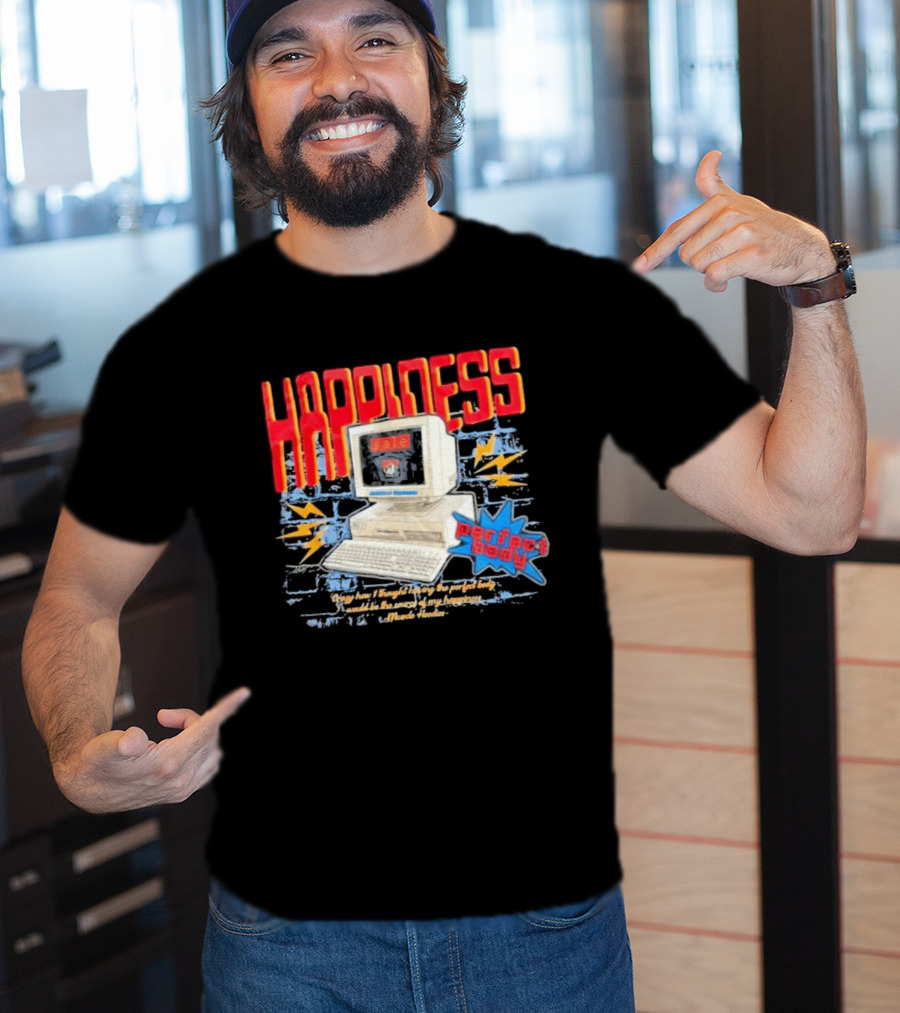 Happiness Perfect Body Retro Computer Lightning Bolts T-Shirt