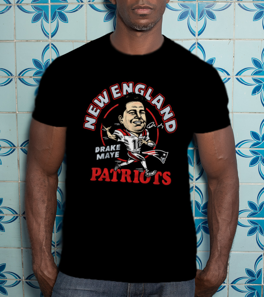 Drake Maye New England Patriots Caricature T-Shirt