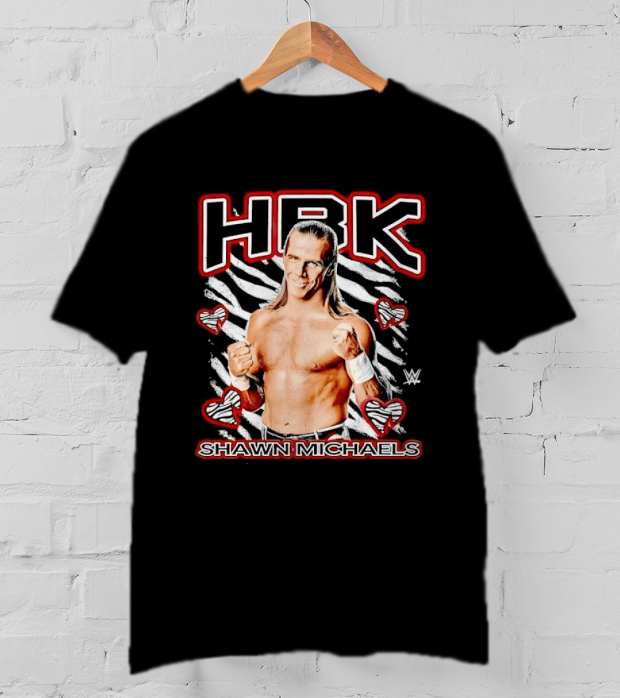 HBK Shawn Michaels Zebra Heart Hearts And Stripes T-Shirt